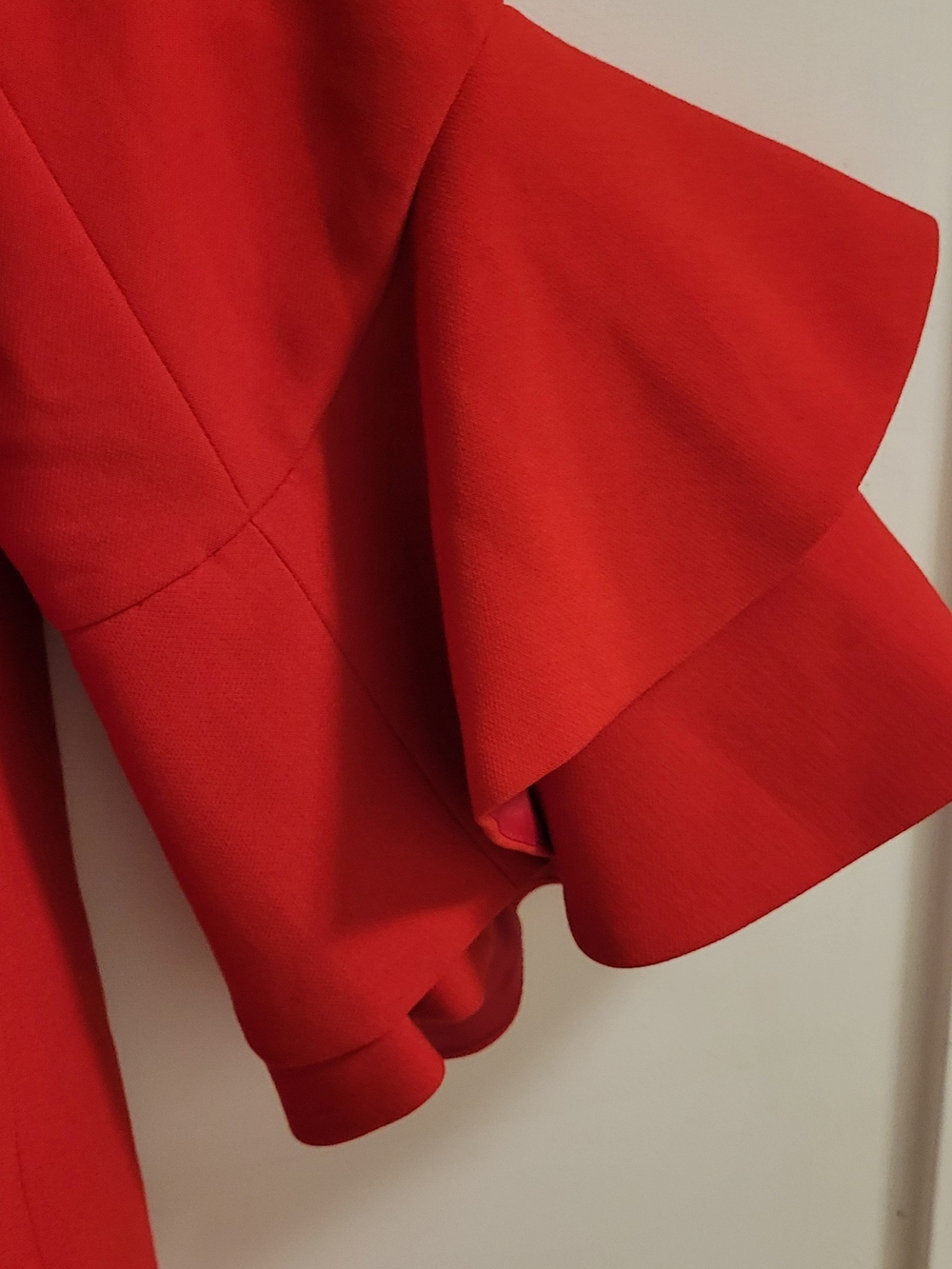 ALFANI Bright Red Ruffle Sleeve Zip-Up Coat SIZE XXL(16) - Picture 4 of 5